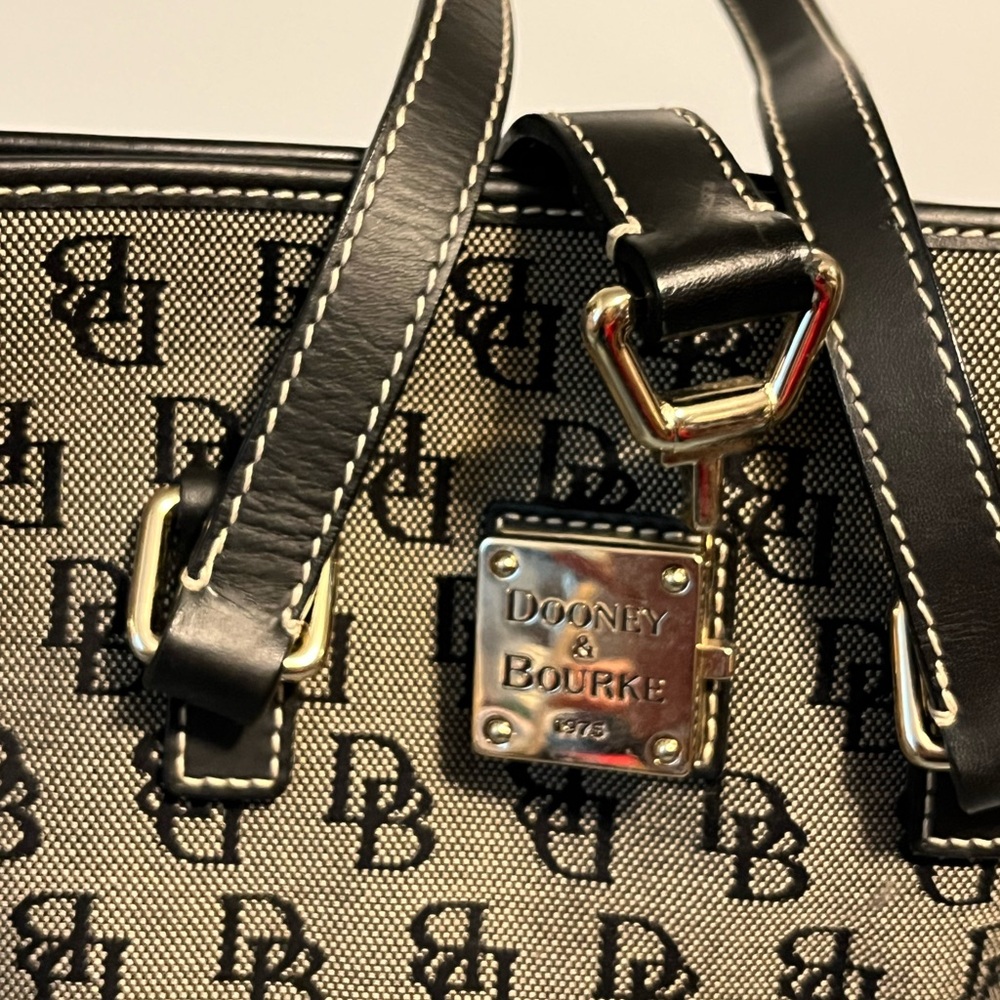 Dooney & Bourke Black Logo Shoulder Bag with Gold Hardware - Picture 13 of 14
